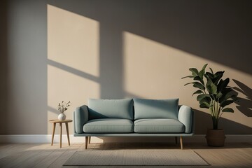 Serene and Modern Subdued Luminosity Filter with Muted Wall Texture, Diagonal Shadows, and Naturalistic Lighting
