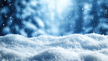 Beautiful winter background with snow and forest