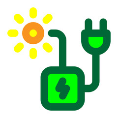 solar inverter, solar power, solar electric, solar, power source, converter, solar energy colored outline icon