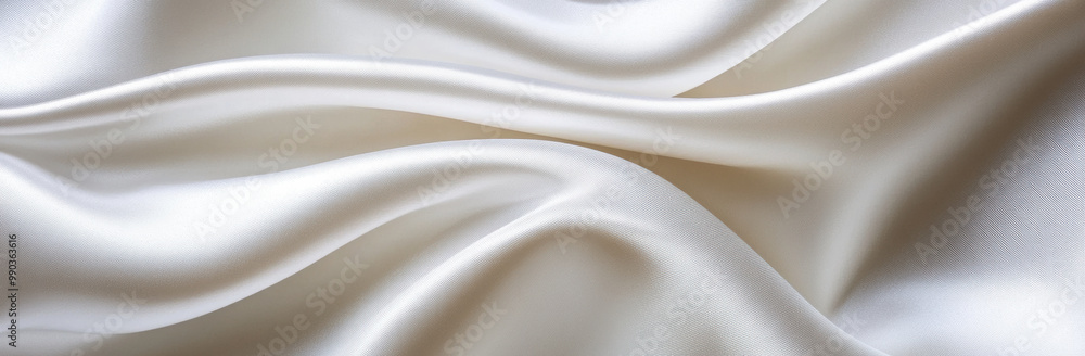 Poster white satin fabric flowing creating abstract shapes background