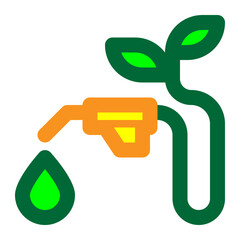 biofuel, biodiesel, fuel, sustainable energy, renewable energy, ecology, green diesel colored outline icon