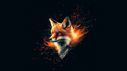 A fux face with glowing fire.