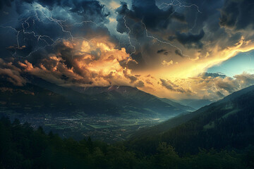 Naklejka premium sunrise over the mountains