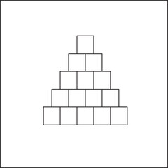 Draw a sketch of boxes stacked into a triangle
