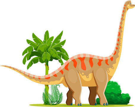 brown dinosaur with orange stripes and green plants clip art preview