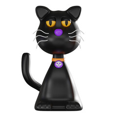 Cute Black Cat 3D Render, Icon for Pet and Animal Projects
