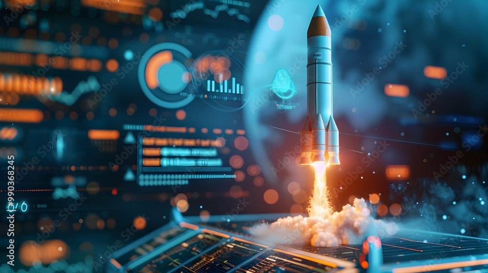 Poster rocket launch with augmented reality data visualization