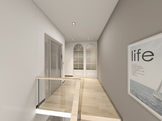 HALL RECIBIDOR DE CHALET DE LUJO DE ESTILO MINIMALISTA Y ESCALERA DE DISEÑO 