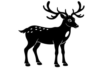 Deer silhouette, Christmas reindeer vector, deer icon