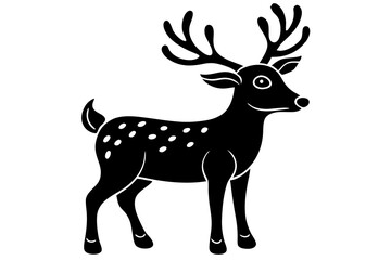 Deer silhouette, Christmas reindeer vector, deer icon