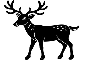 Deer silhouette, Christmas reindeer vector, deer icon