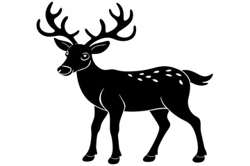 Deer silhouette, Christmas reindeer vector, deer icon