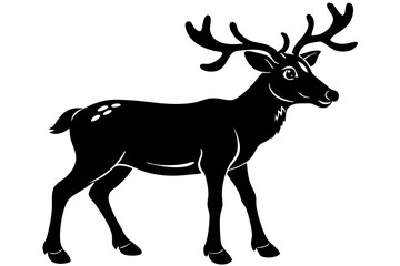 Deer silhouette, Christmas reindeer vector, deer icon