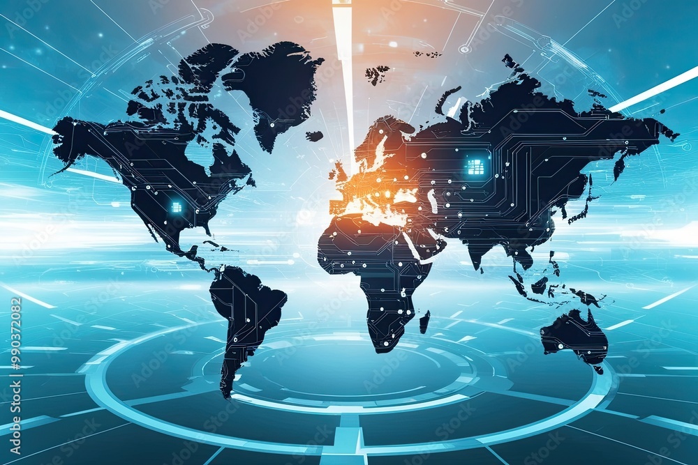Poster abstract technology background of high-speed global data transfer and broadband connection