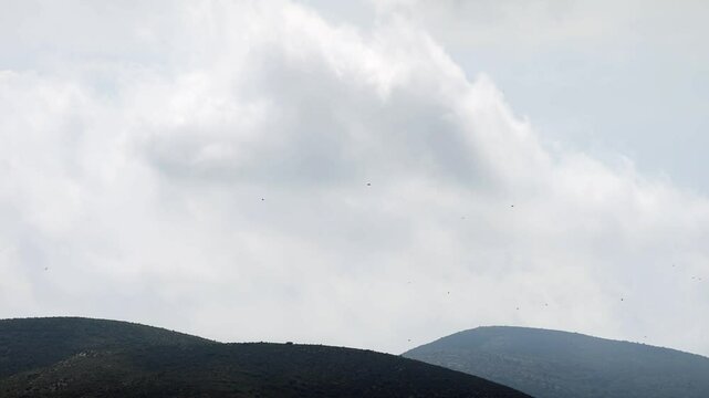 Time lapse of clouds in a minimalist desert landscape. Minimal mountain landscape without trees