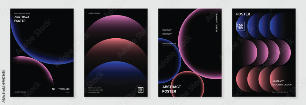 Canvas Prints modern gradient poster background vector set. minimalist style cover template with vibrant perspecti