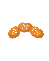 Sesame buns on white background