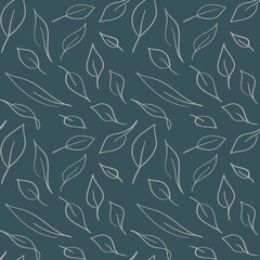 Autumn pattern with leaves in handwritten style