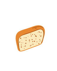 Piece of bread on a white background