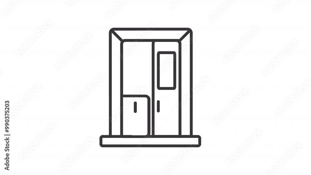 Poster d2d delivery line animation. shipping service animated icon. throwing box, moving door. order transp