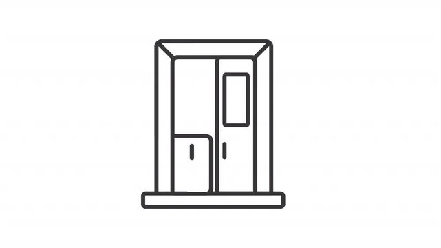 D2D delivery line animation. Shipping service animated icon. Throwing box, moving door. Order transportation. Black illustration on white background. HD video with alpha channel. Motion graphic