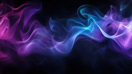 Fototapeta premium Abstract background featuring thin smoke waves flowing gracefully on a dark background, bright color gradients. Fluid movement and smooth quality create a visual for technology wallpapers and banners.