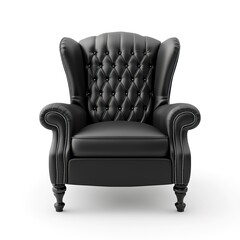Black armchair isolated on white background 