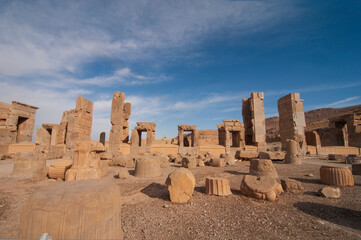 Remains The Tachara (Winter Palace) at ruins of Persepolis. It is an UNESCO World Heritage Site in...