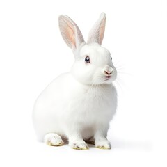 A white rabbit (portrait, sitting), animal bundle isolated on a white background 