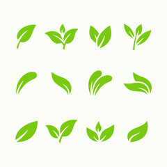 Set of green leaf icon vector illustration