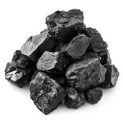 Obraz premium a pile of black coal isolated on a white background 
