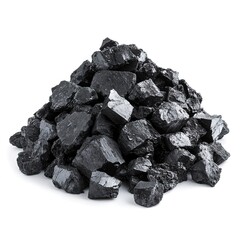 a pile of black coal isolated on a white background 