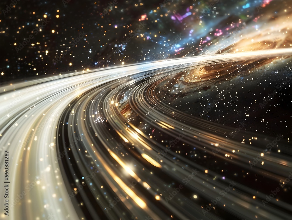 Wall mural cosmic kaleidoscope saturn s rings refracting starlight into mesmerizing patterns