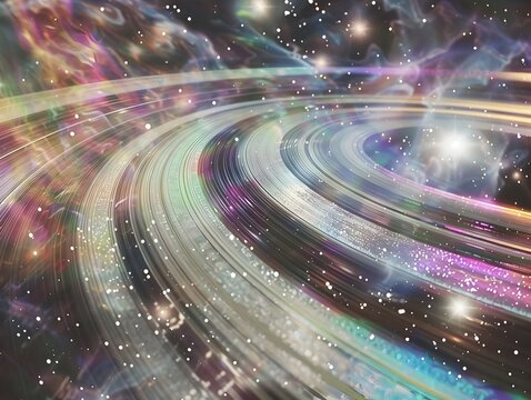 Mesmerizing Cosmic Kaleidoscope of Saturn s Enchanting Rings Reflecting Starlight - Powered by Adobe