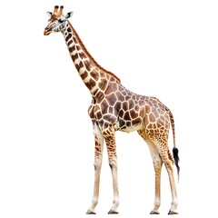 Fototapeta premium A Giraffe (portrait, standing), animal bundle isolated on a white background 