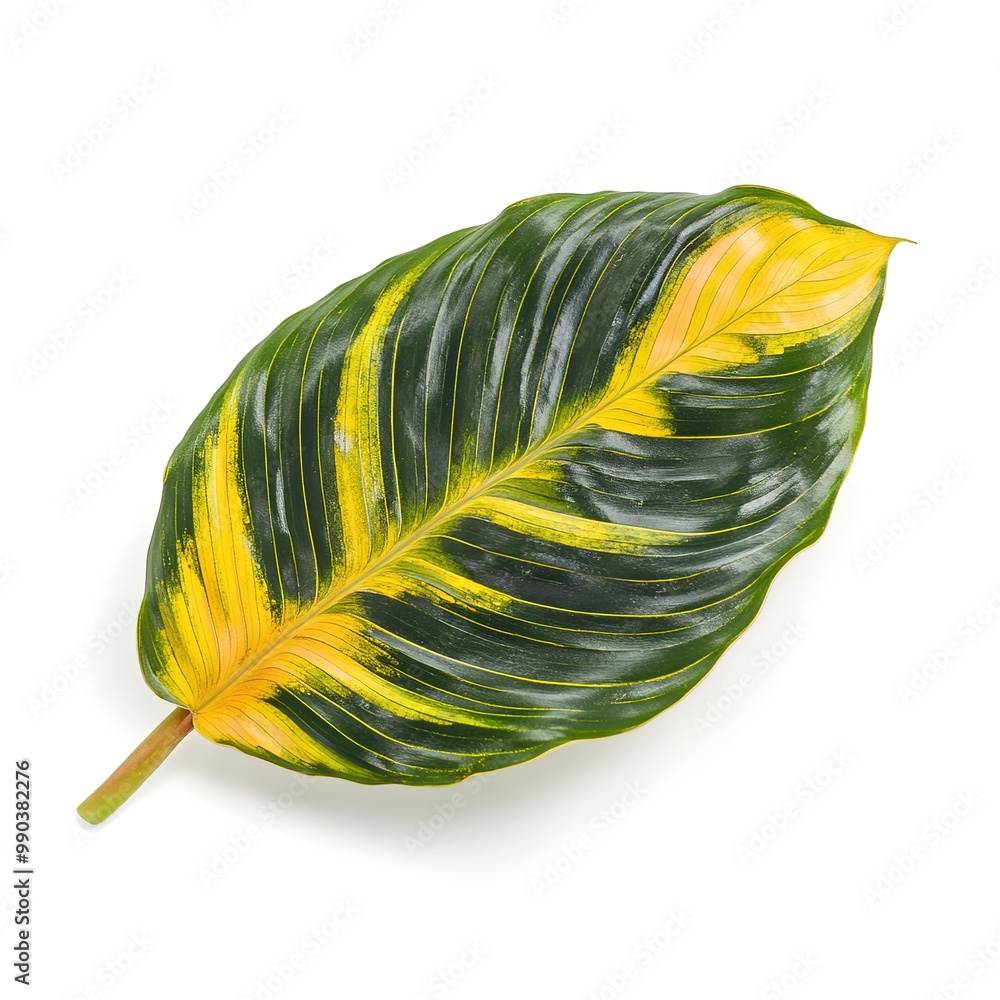 Canvas Prints A Calathea lutea foliage, (Cigar Calathea, Cuban Cigar), Exotic tropical leaf isolated on white background. 