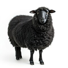 A Black sheep (portrait, standing), animal bundle isolated on a white background 