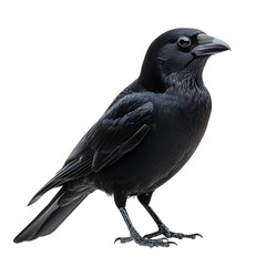 Fototapeta premium A black bird (portrait, standing), animal bundle isolated on a white background 