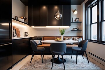 Modern Urban Kitchen Nook with Elegant Finishes and Contemporary Decor