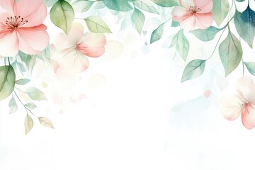 watercolor painting featuring soft pink and blue floral elements arranged in a symmetrical pattern on a white background. for paper print, fabric, wall paper and wedding cards