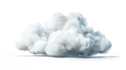 A digital painting of a single white cloud, smooth textures and soft lighting, artistic style, isolated on white background