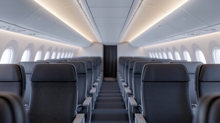Fototapeta premium Modern Airplane Interior with Empty Seats