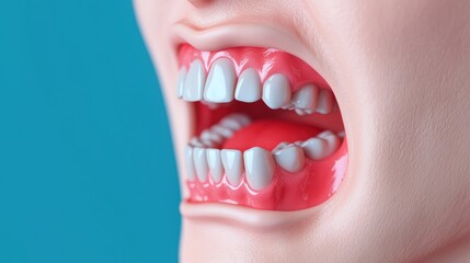 Obraz premium Detailed View of Open Mouth with Healthy Teeth and Gums