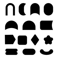 Set y2k geometric shape. Brutalism shapes, minimalist geometric elements, abstract forms.