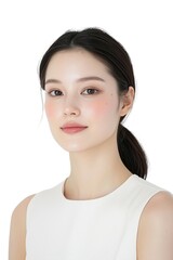 Fototapeta premium Glowing Close-Up Portrait of a Young Woman with Sleek Hair