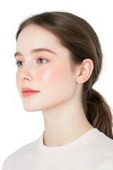 Glowing Close-Up Portrait of a Young Woman with Sleek Hair