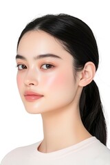 Fototapeta premium Glowing Close-Up Portrait of a Young Woman with Sleek Hair