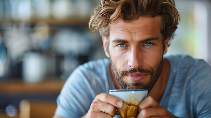 Man drinking a cup of coffee