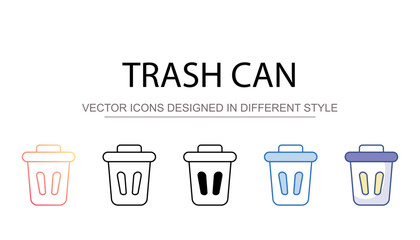 Trash can icon design with white background stock illustration