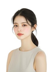 Fototapeta premium Glowing Close-Up Portrait of a Young Woman with Sleek Hair